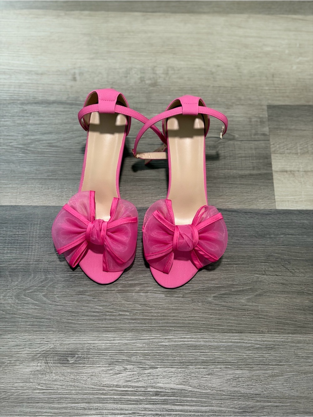 Chic Pink Bow Ankle-Strap Heels for Women